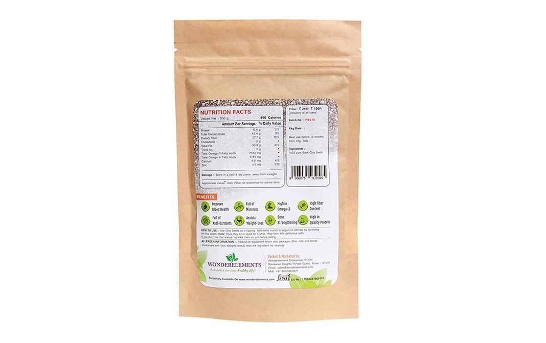 Wonderelements Black Chia Seeds    Pack  150 grams